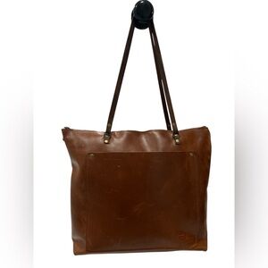 In Blue Handmade Classic Large Leather Classic Tote in Bourbon - Made in USA